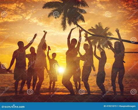 People Enjoying Party by the Beach Stock Image - Image of playing ...