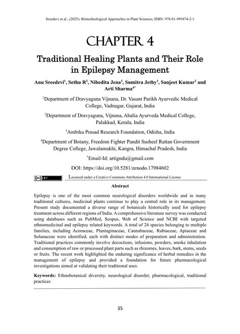 (PDF) Traditional Healing Plants and Their Role in Epilepsy Management