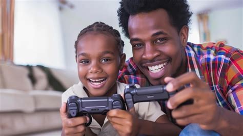 Premium Photo | A father and child playing video games together