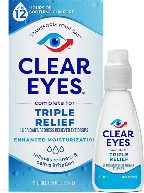 Amazon.com: Clear Eyes Triple Relief Eye Drops, Relieves Redness ...