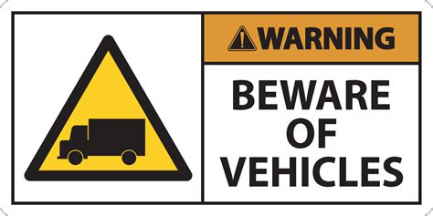 Warning Beware of Vehicles Sign On White Background 14832634 Vector Art ...