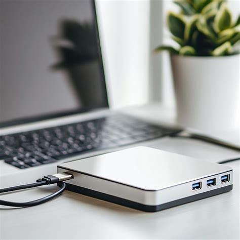 A highcapacity external hard drive connected to a computer via USB ...