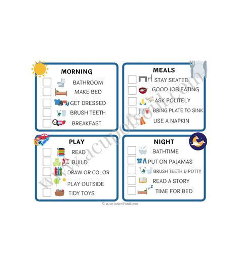 Kids Daily Routine Chart, Blue, Toddler Daily Routine, Kid's Daily ...