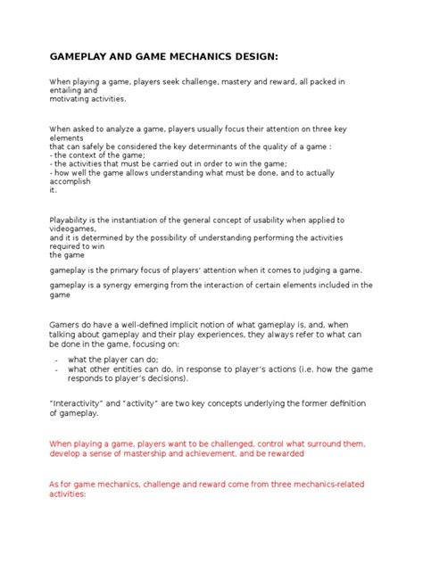 Gameplay and Game Mechanics Design | PDF | Game Design | Motivation