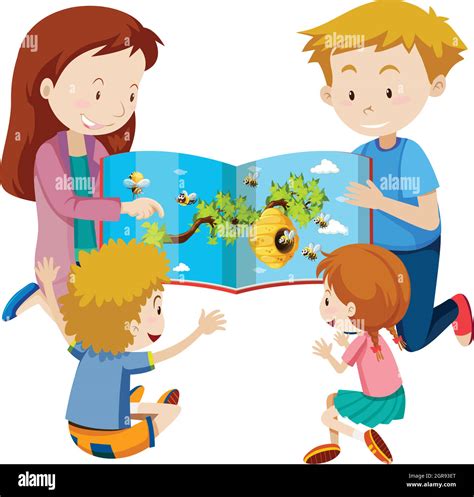 Parents reading book to children Stock Vector Image &amp; Art - Alamy