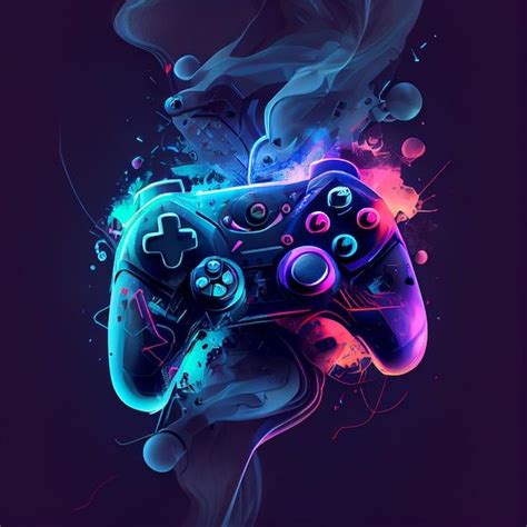Cyberpunk-gaming-controller-gamepad-joystick-illustration | Premium ...