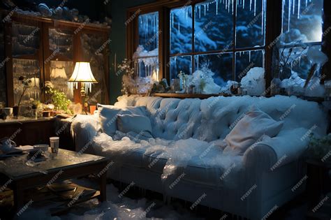 Premium Photo | Cozy Night Retreat Older Living Room with a Freezing ...