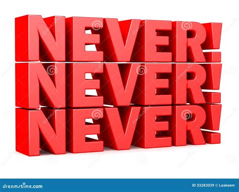 Never! Never! Never! Words Red 3D Lettering Stock Illustration ...