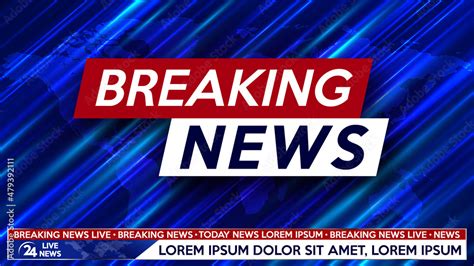 Screen saver on breaking news background. Urgent news release on ...