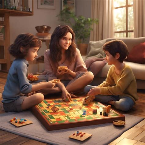 Premium Photo | Illustrate a family playing board games together on a ...