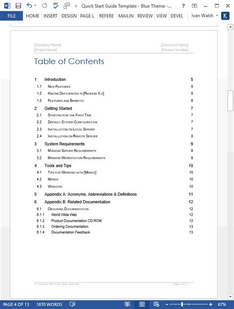 Quick Start Guide Template (MS Word) – Templates, Forms, Checklists for ...