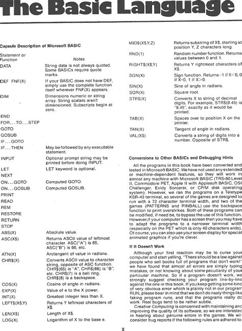 More BASIC Computer Games: The Basic Language