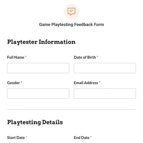Use the Playtesting Feedback Form Template for Video Games