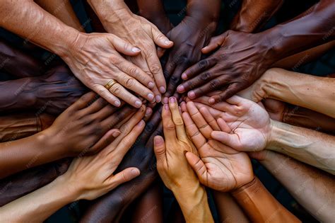 Premium Photo | Unity in Diversity Hands of Different Skin Tones Together