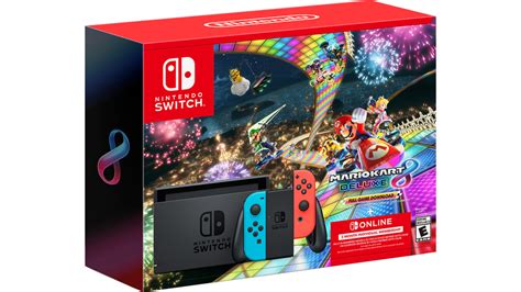 Nintendo Switch Neon Blue/Neon Red Joy-Con + Mario Kart 8 Deluxe (Full ...