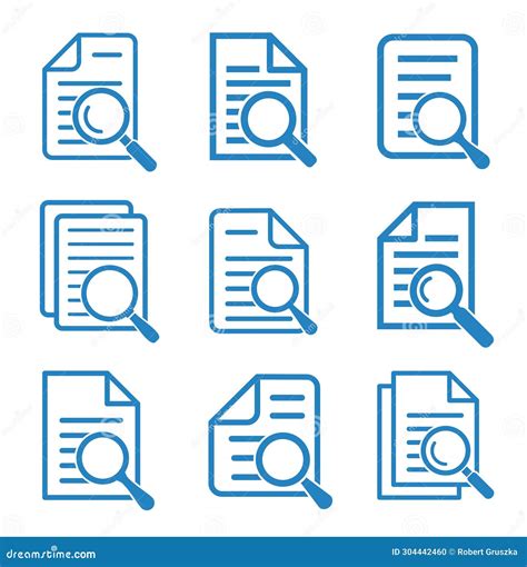 Document with Magnifying Glass Stock Illustration - Illustration of ...