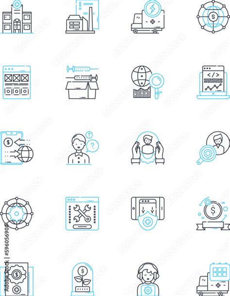 Digital sales linear icons set. E-commerce, Online marketing ...