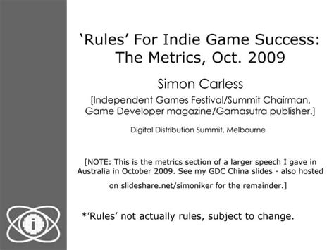 Indie Game Metrics - October 2009 Update | PPT