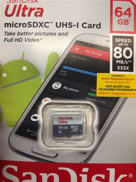 Sandisk Ultra microSDXC UHS-I Card 64GB, Computers & Tech, Parts ...