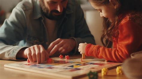 Premium AI Image | Parent and child playing board game at a lovely ...