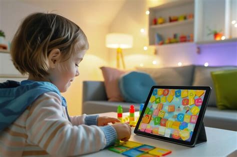 Child engaging with educational games on a tablet | Premium AI ...