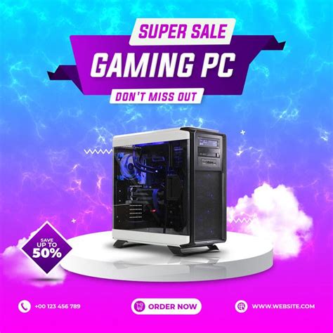 Blue Gaming Computer Sale Promotion Social Media Post | PSD Free ...