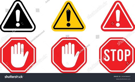 Caution Warning Signs Set Simple Red Stock Vector (Royalty Free ...
