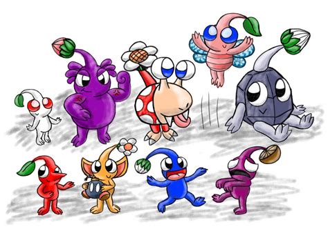 All of the Pikmin in my style! by LadyBugSuperStar on DeviantArt