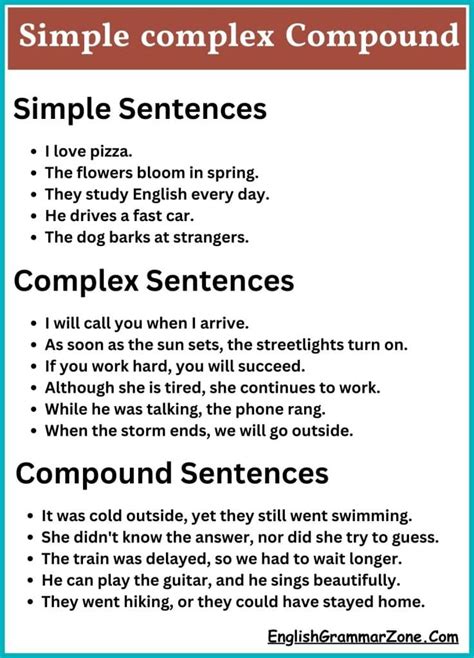 Exles Of Simple Compound And Complex Sentences Worksheet - Infoupdate.org