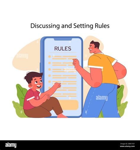 Discussing and setting rules concept. Parent and child collaboratively ...