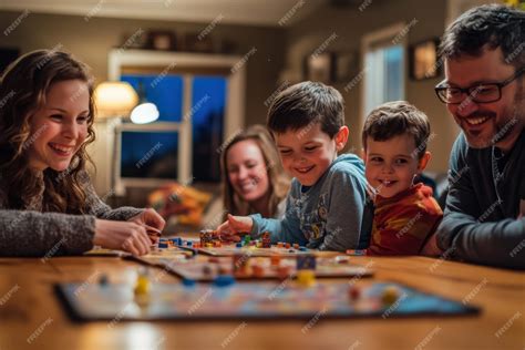 Premium Photo | A photograph of a family playing board games together ...