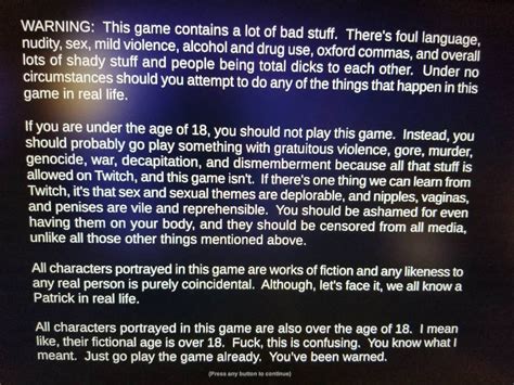 Best game warning screen ever : gaming