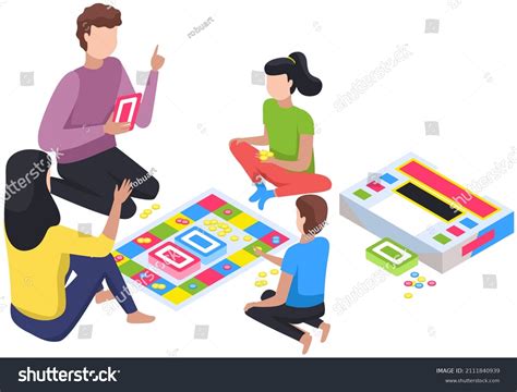 Happy Children Playing Board Game Parents Stock Vector (Royalty Free ...