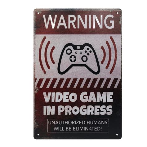 Warning Video Game in Progress Metal Gaming Sign NIEUW - Game Shock Oss