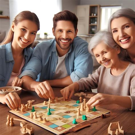 Premium AI Image | Happy family playing board games at home