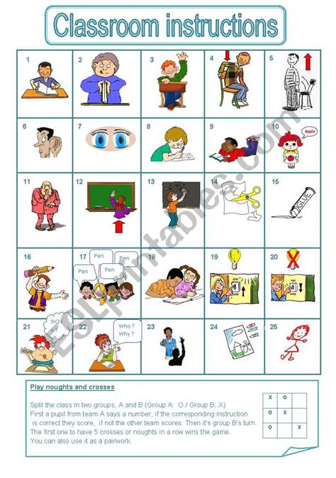 Classroom instructions, a game (editable) - ESL worksheet by ludique22