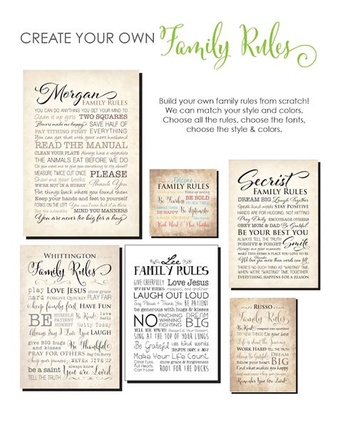 Your CUSTOM Family Rules Canvas Wrap Custom Design Gallery - Etsy