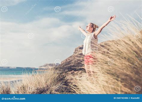 Free Happy Woman Enjoying Sun on Vacations. Stock Photo - Image of ...