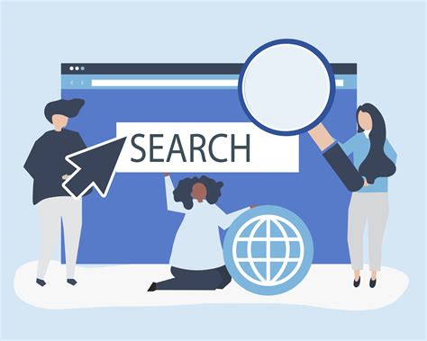 Characters of people holding internet search icons illustration ...