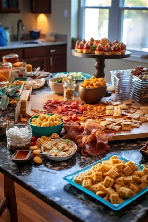 Family Board Game Night Setup with Snacks Stock Illustration ...