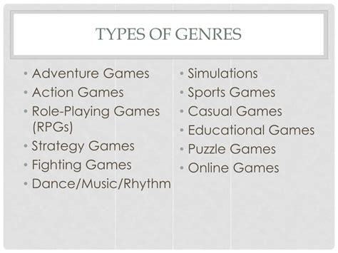 PPT - Game Genres PowerPoint Presentation, free download - ID:1631672