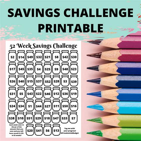 Money Saving Challenge Printable | 52 Week Savings Challenge | Savings ...
