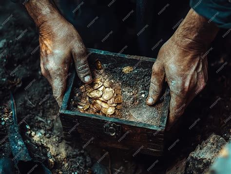 Person unearthing a hidden treasure chest symbolizing discovery ...