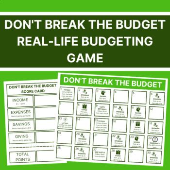 Budgeting Game - Don't Break the Budget - Personal Finance - Real World ...