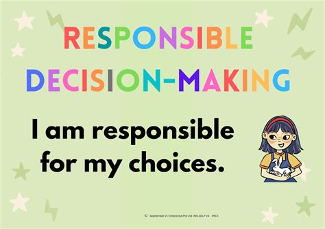 RESPONSIBLE DECISION MAKING: I AM RESPONSIBLE FOR MY CHOICES (A3 POSTER)