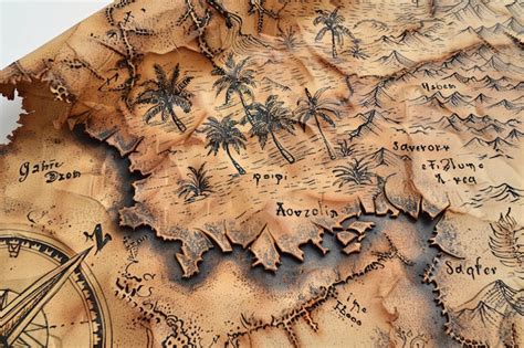 Captivating Tropical Quest Aged Treasure Map Revealing Delicate Paths ...