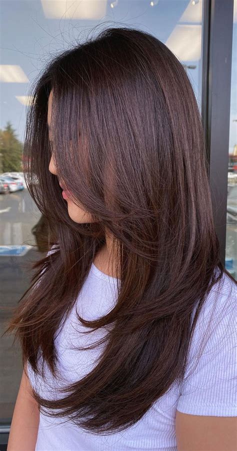 Sleek Long Brunette Layers with Face-Framing Pieces