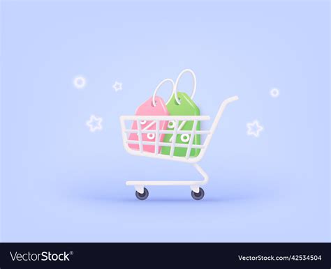 Shopping cart with discount coupon Royalty Free Vector Image