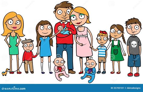 Large Family with Many Children Stock Vector - Illustration of huge ...