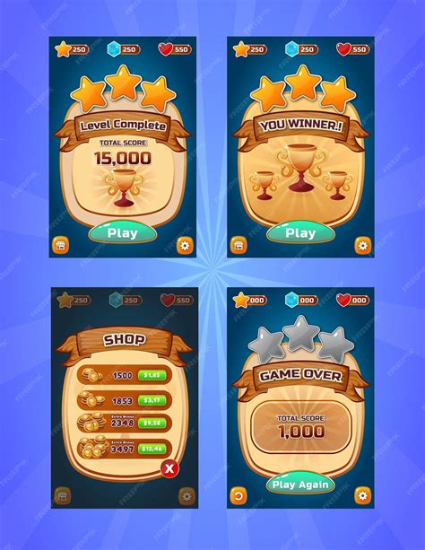 Premium Vector | Ui design game level display template design